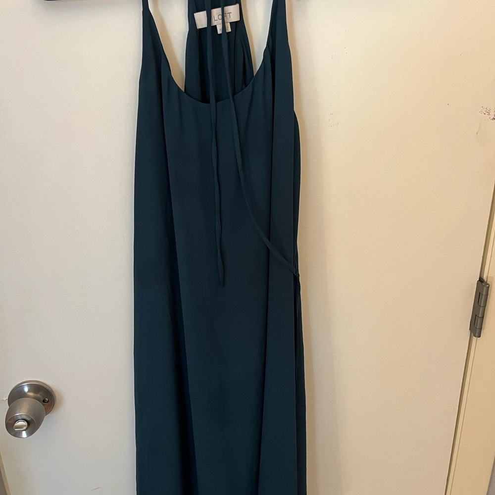LOFT Teal Mini Sundress with Halter Neckline for Cocktail